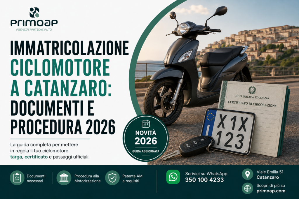 Immatricolazione ciclomotore a Catanzaro: documenti e procedura 2026 chatgpt image 11 giu 2026, 16 13 17